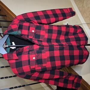 Tommy Bahamas Kid Plaid Buffalo Red Black Jacket XL
